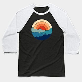 Retro 80s Art Sunrise Over The Ocean Waves III Baseball T-Shirt